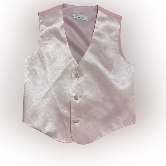 Boys Solid Pink Silky Vest and Tie set boys 4 - Picture 2 of 4